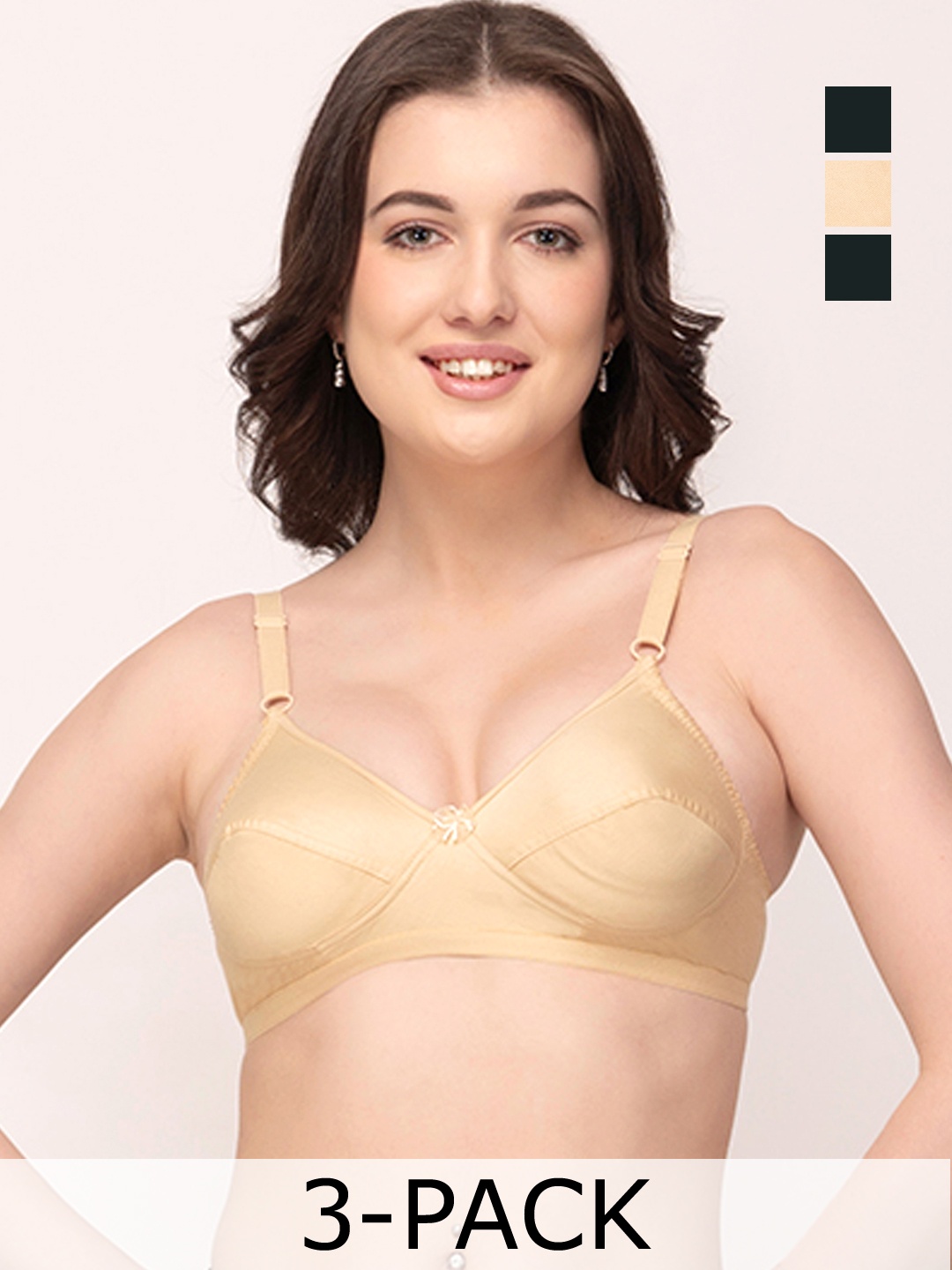 

Floret Pack Of 2 Non Padded & Non-Wired Cotton Everyday Bra, Beige