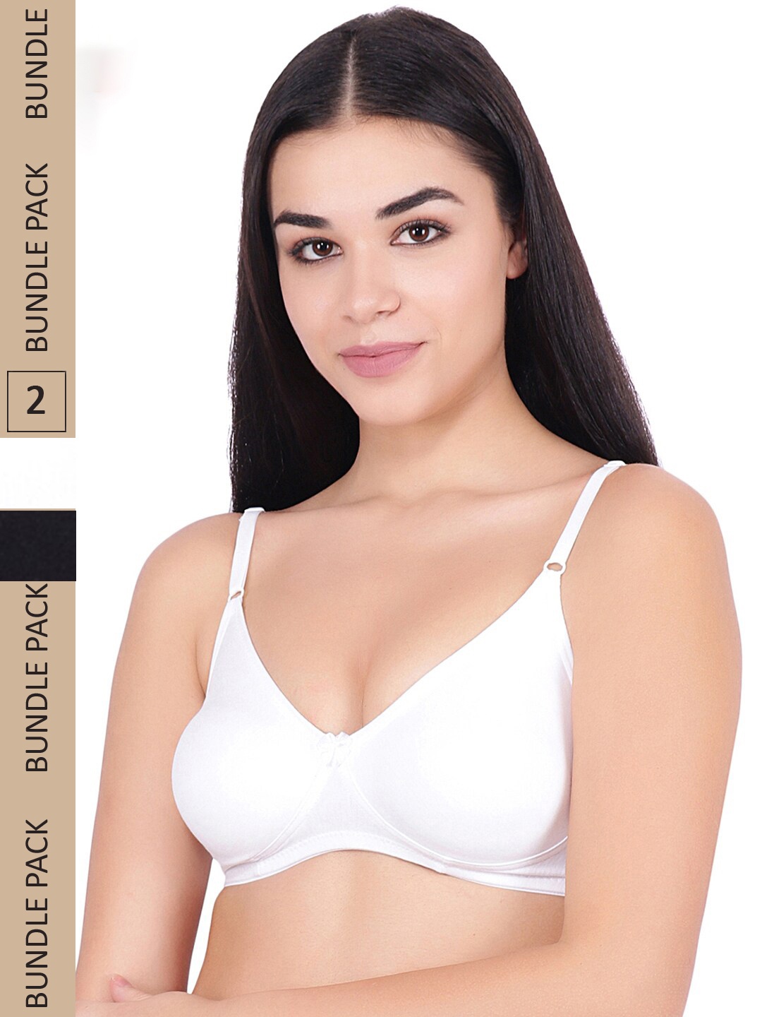 

Floret Pack Of 2 Medium Coverage Non Wired Bra, Black