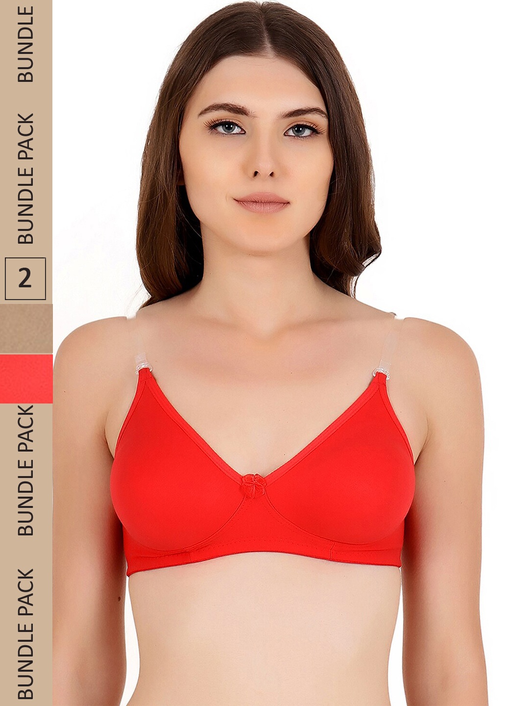 

Floret Pack of 2 Non-Wired Cotton Bra, Nude