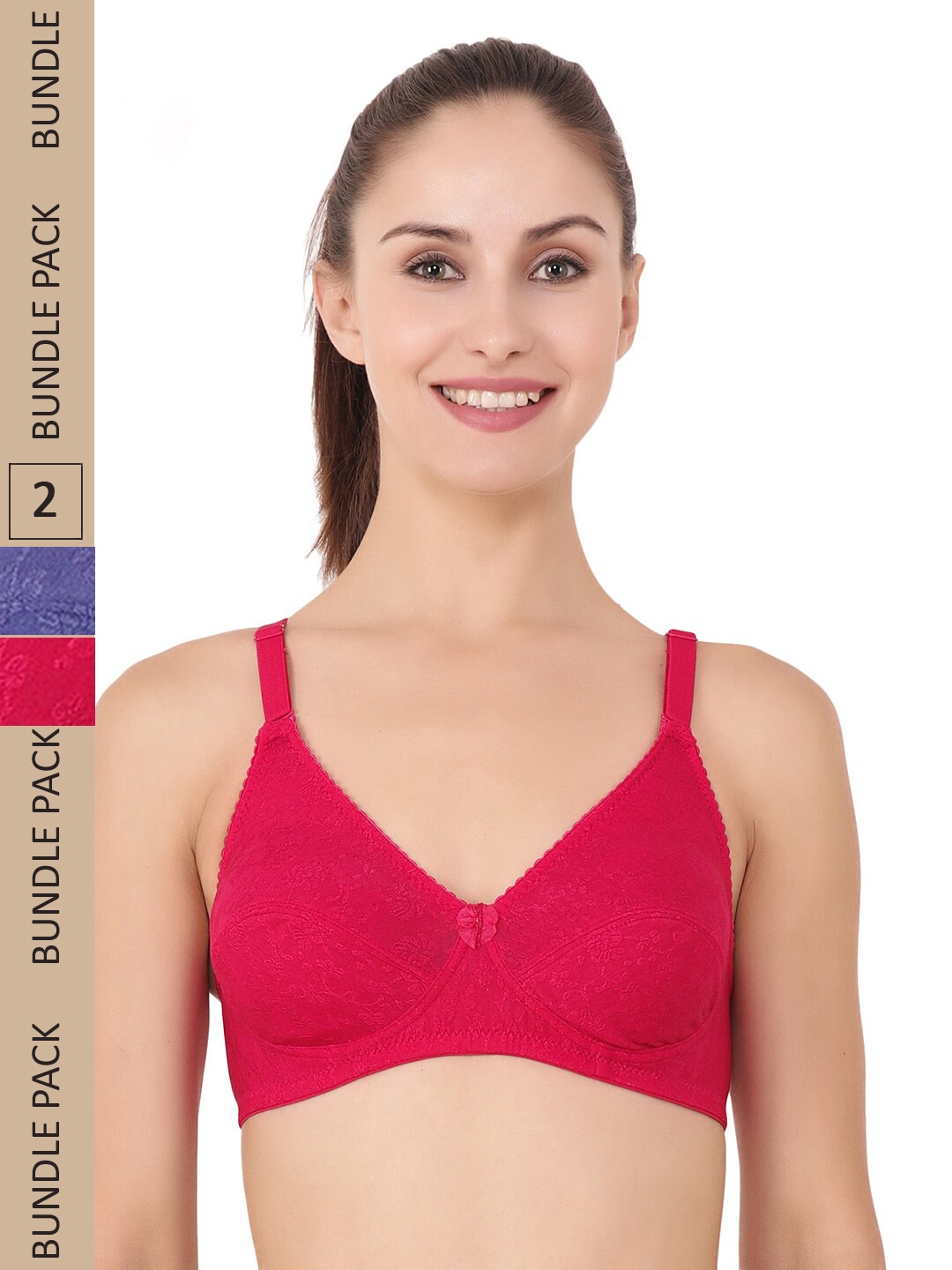

Floret Pack Of 2 Floral Cotton Bra, Magenta
