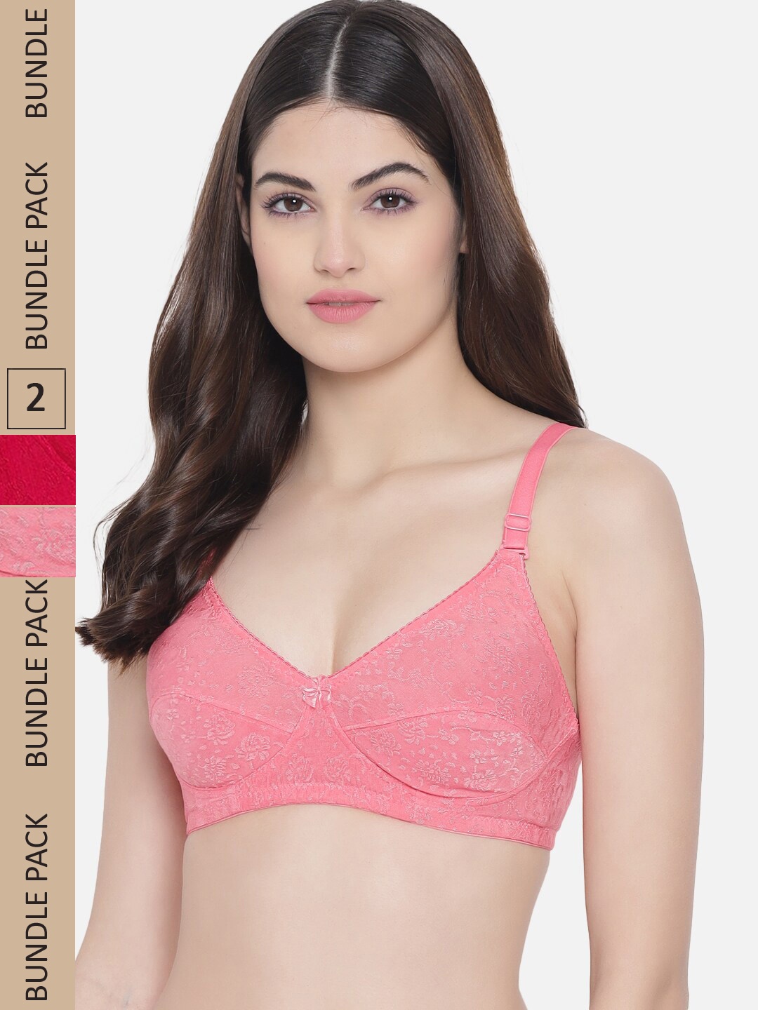 

Floret Pack Of 2 Floral T-Shirt Non-Padded Bra, Magenta