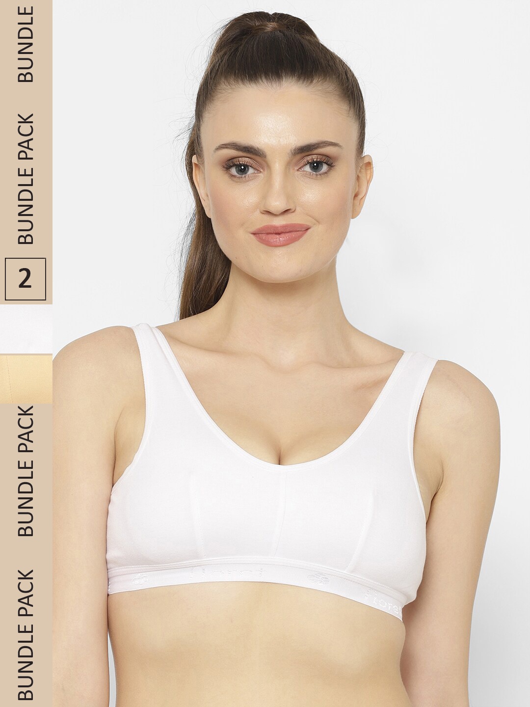 

Floret Pack Of 2 Workout Non-Padded Bra, Beige