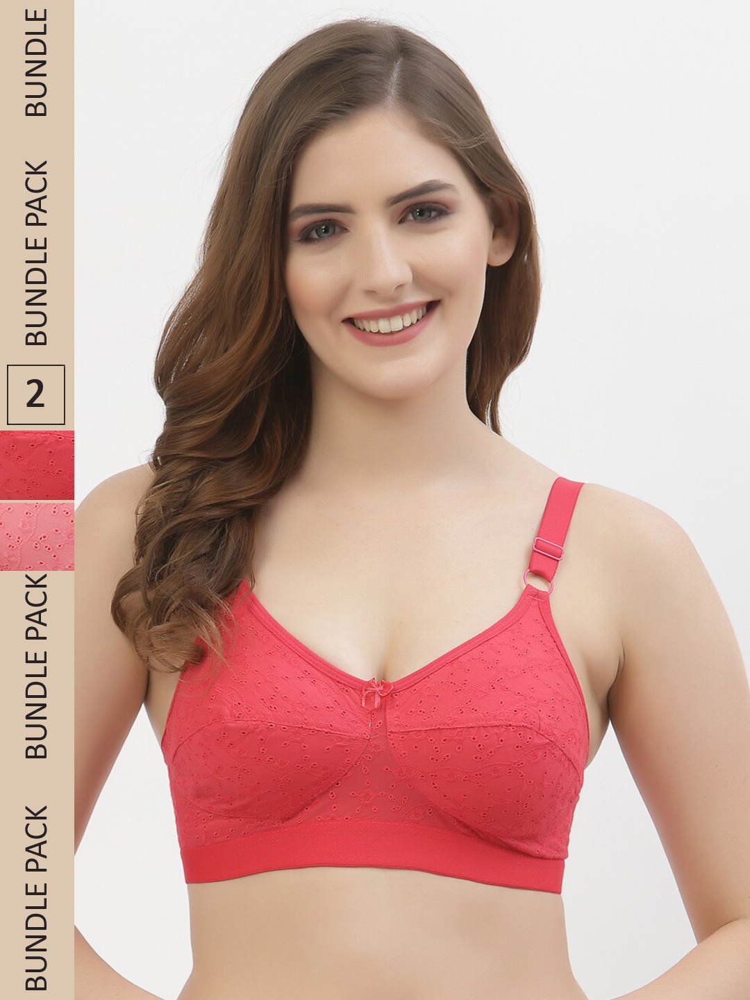 

Floret Pack Of 2 Everyday Cotton Non-Padded Bra, Rose