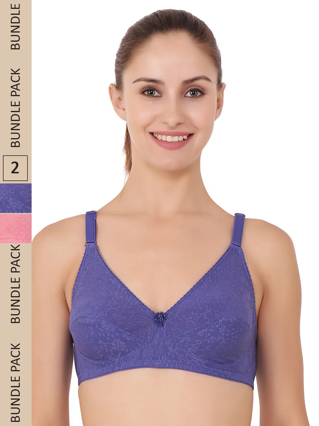 

Floret Pack of 2 Non Padded Medium Support Floral Bra, Blue