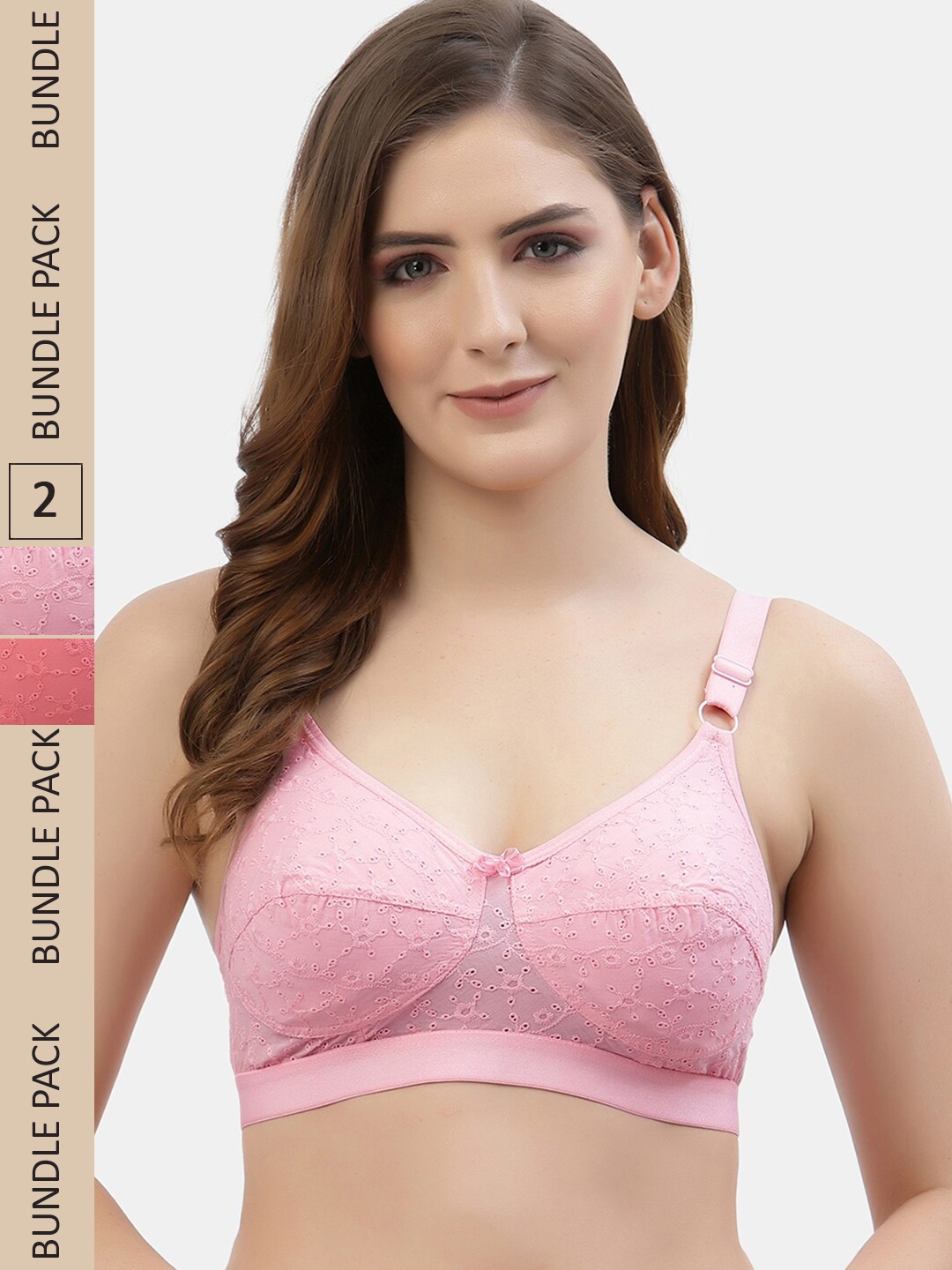 

Floret Pack of 2 High Support Non Padded Bra, Rose