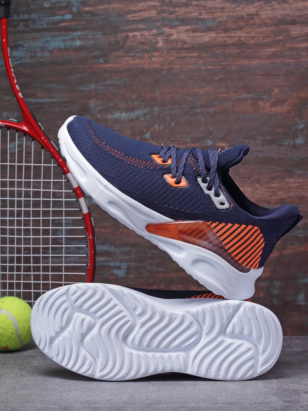 

ASIAN Men Mesh Memory Foam Running Non-Marking Shoes, Navy blue