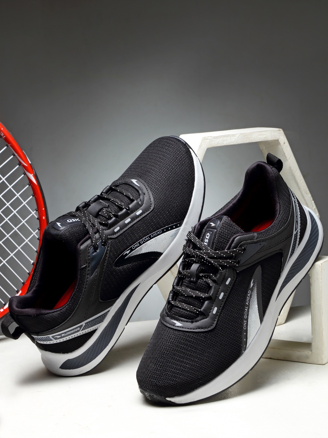 

ASIAN Men Mesh Memory Foam Running Non-Marking Shoes, Black