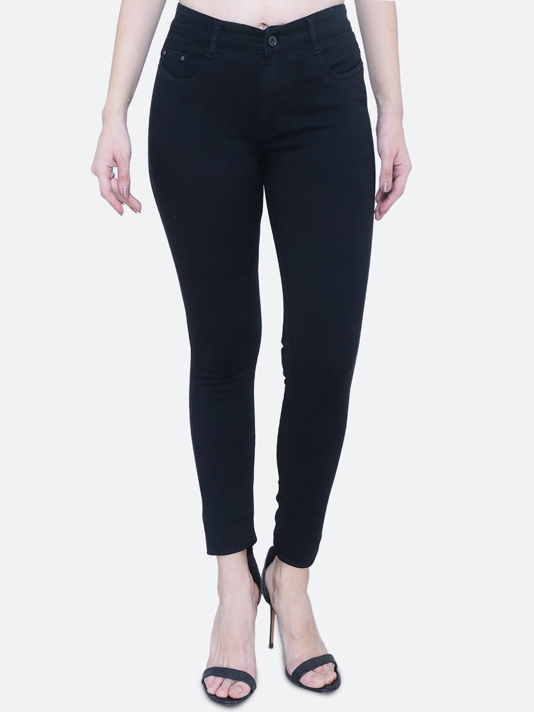 

FCK-3 Women Comfort High-Rise Stretchable Jeans, Black