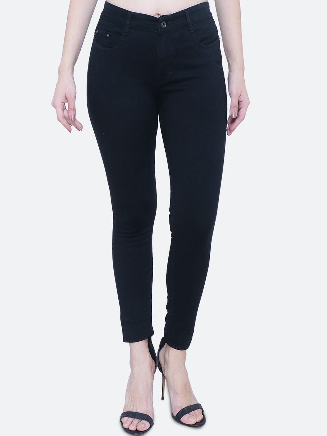 

FCK-3 Women Comfort High-Rise Stretchable Jeans, Black
