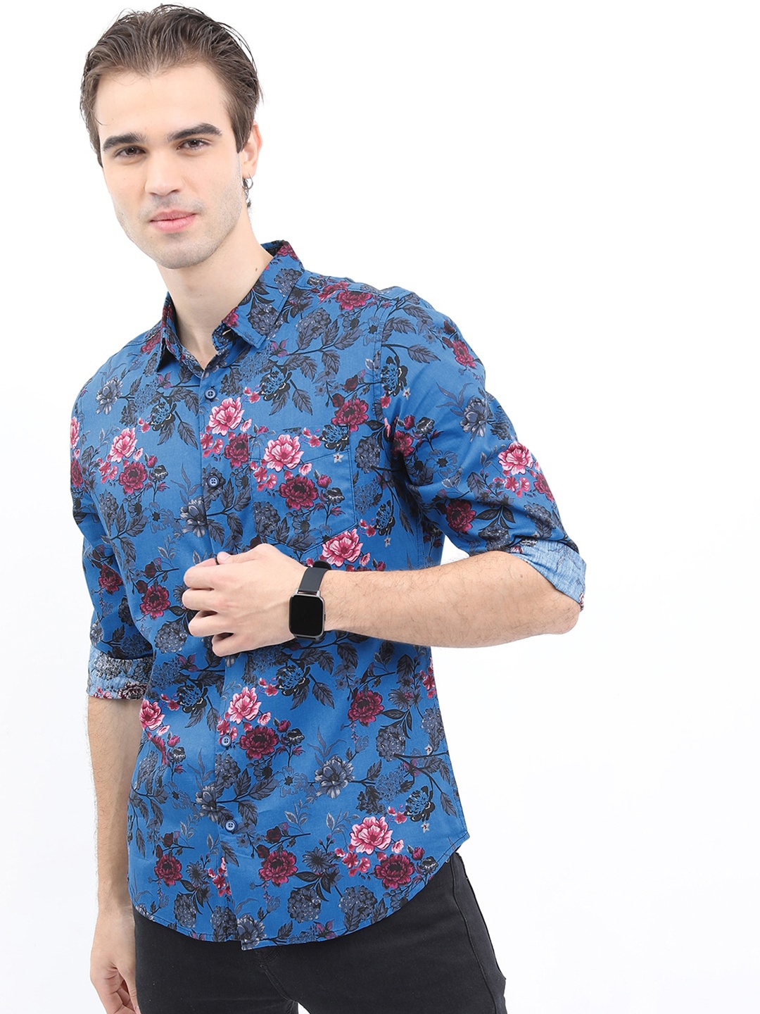 

KETCH Men Slim Fit Floral Printed Cotton Casual Shirt, Blue