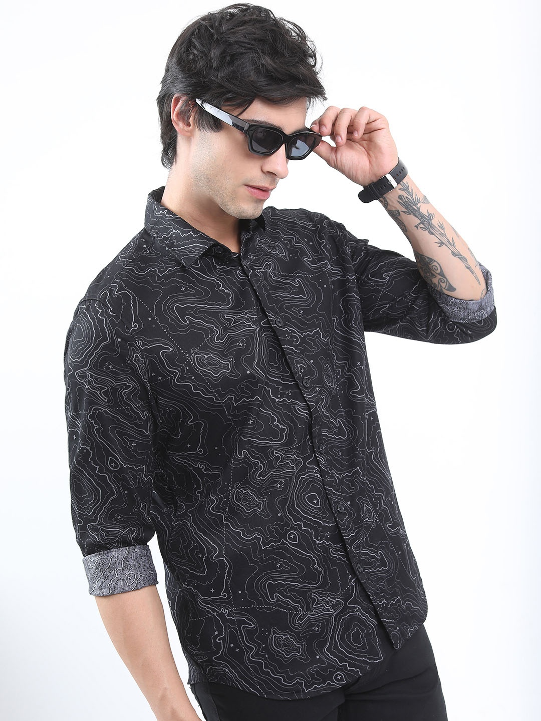 

KETCH Men Slim Fit Printed Casual Shirt, Black