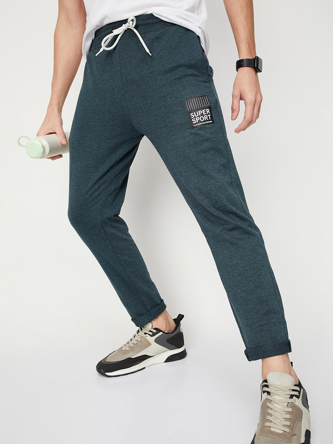 

max Men Regular-Fit Track Pant, Teal