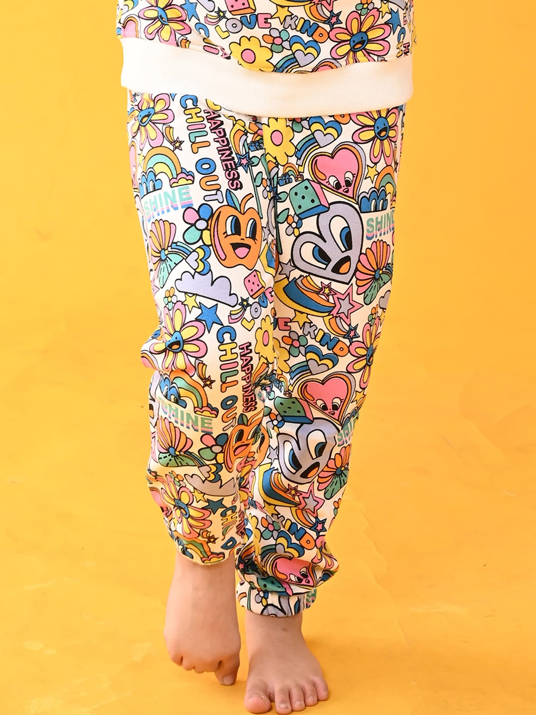 

Anthrilo Girls Printed Fleece Jogger Lounge Pants, White