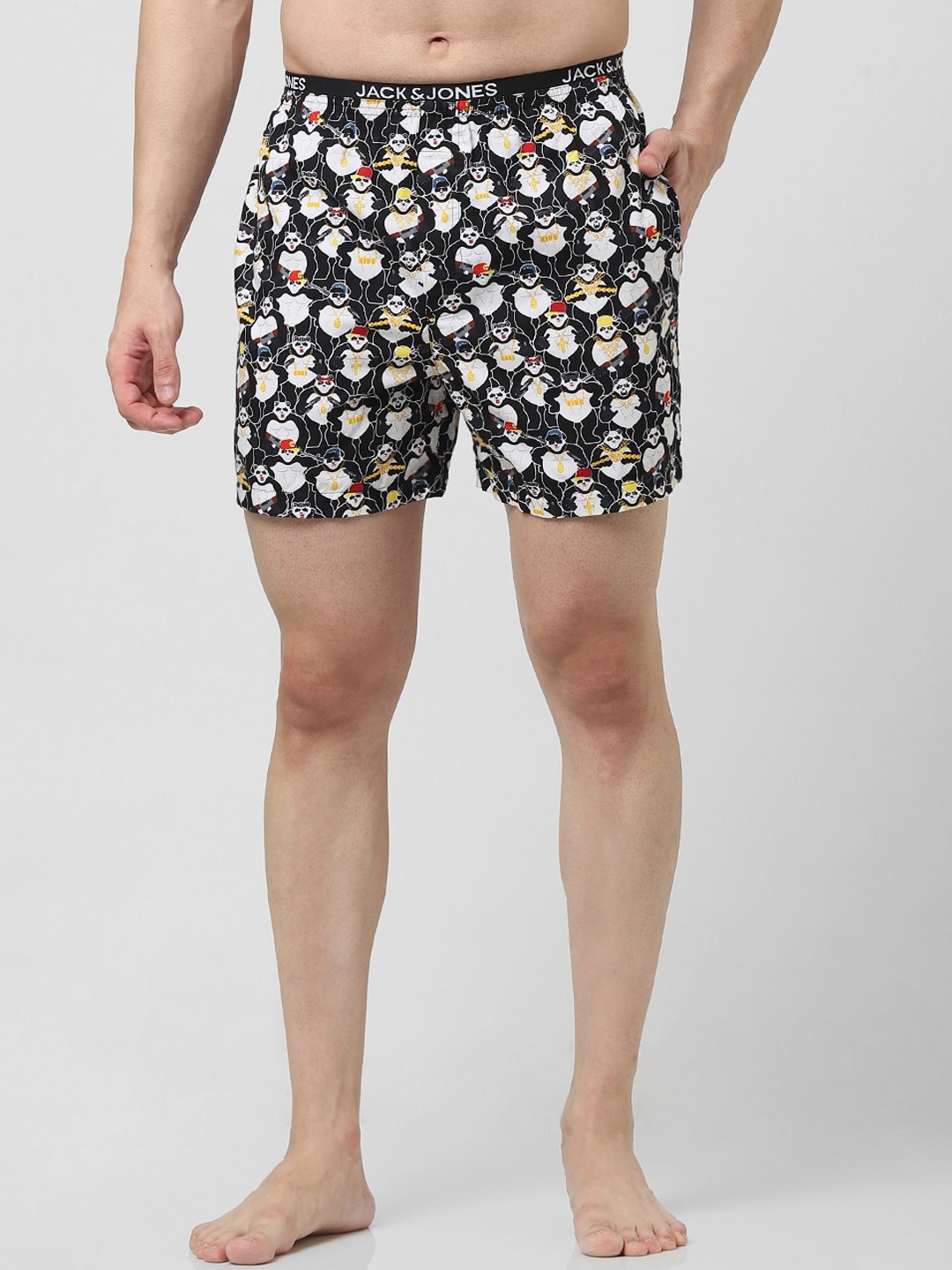 

Jack & Jones Men Printed Cotton Boxers 1689965001, Black