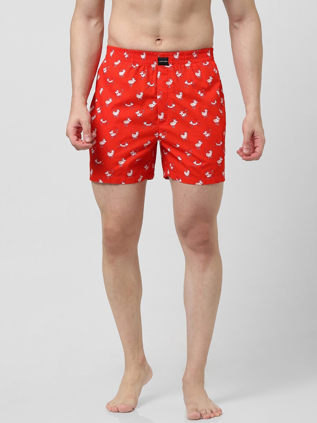

Jack & Jones Men Printed Cotton Boxers, Red