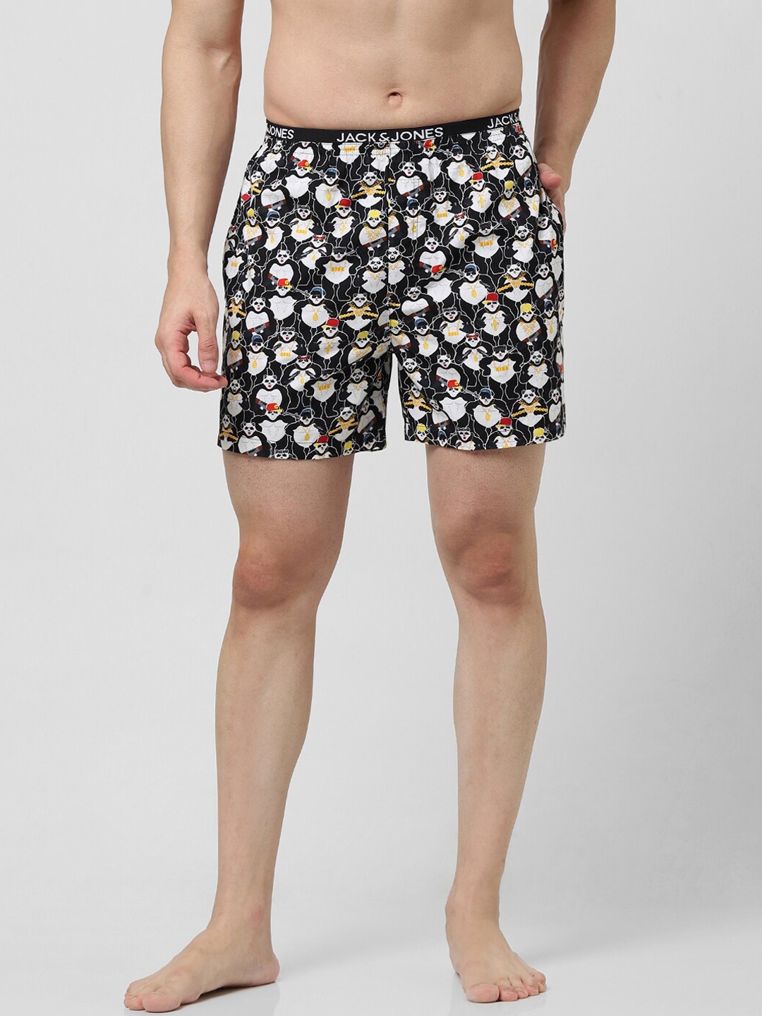 

Jack & Jones Men Printed Cotton Boxers, Black