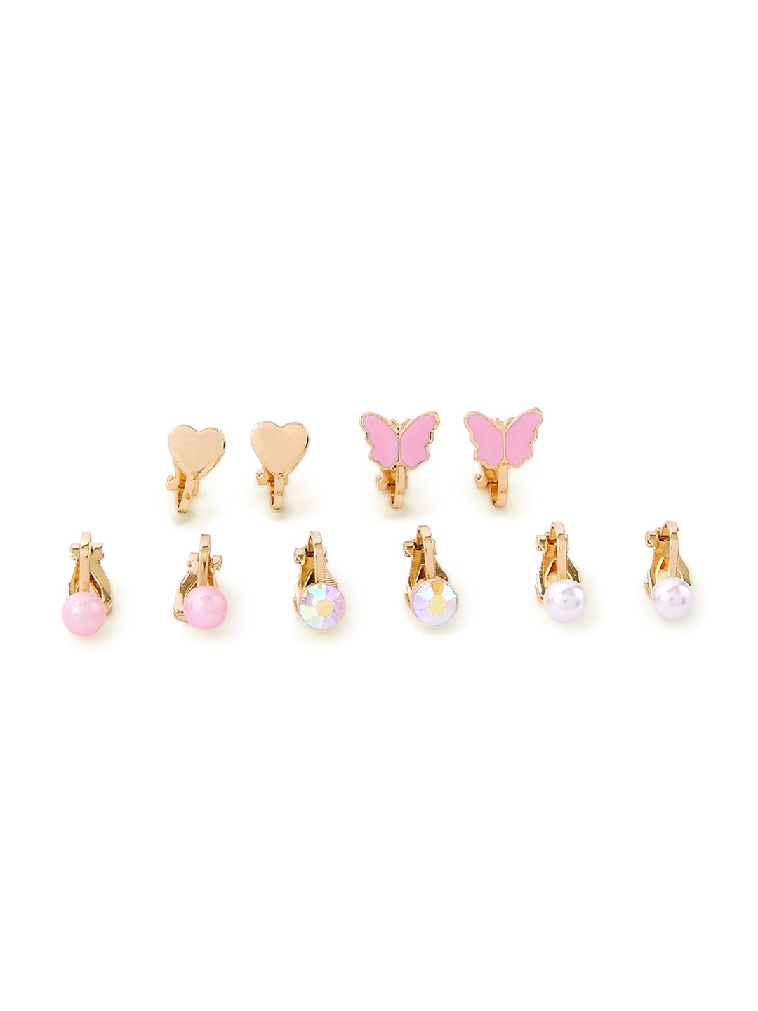 

Accessorize Girls Pack Of 5 Gold-Plated Contemporary Studs Earrings, Pink