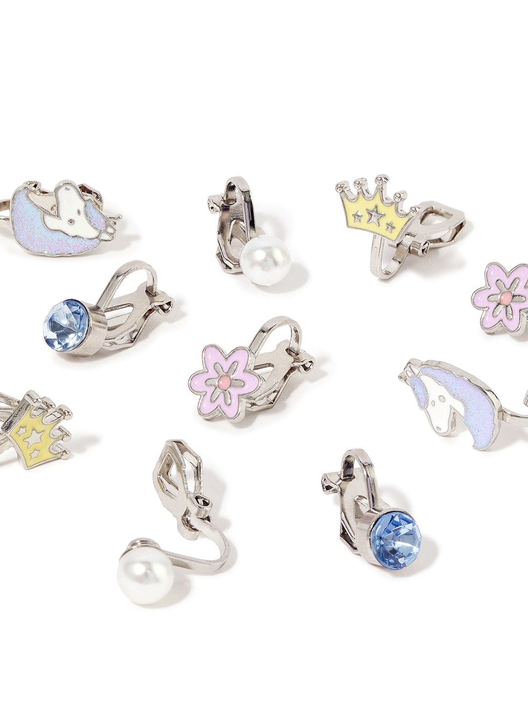 

Accessorize Girls Pack Of 5 Silver-Plated Contemporary Studs Earrings, Yellow
