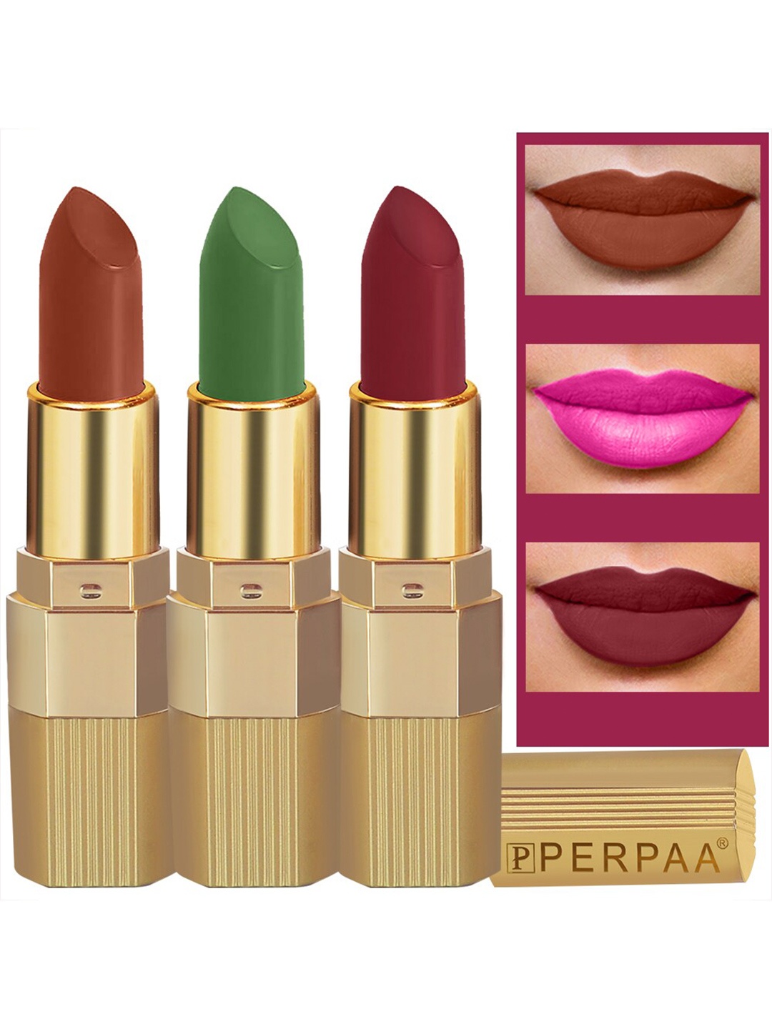 

PERPAA Set of 3 Xpression Weightless Matte Long-Lasting Waterproof Lipsticks 3.5 g Each -Rust Brown 301 - Maroon 304 -Natural Pink 305