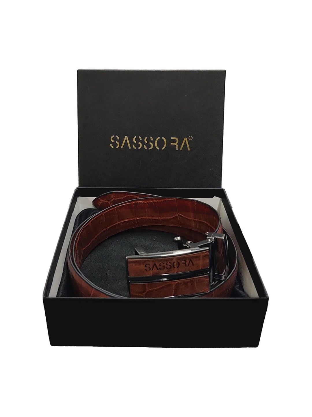 

Sassora Men Textured Leather Formal Belt, Tan