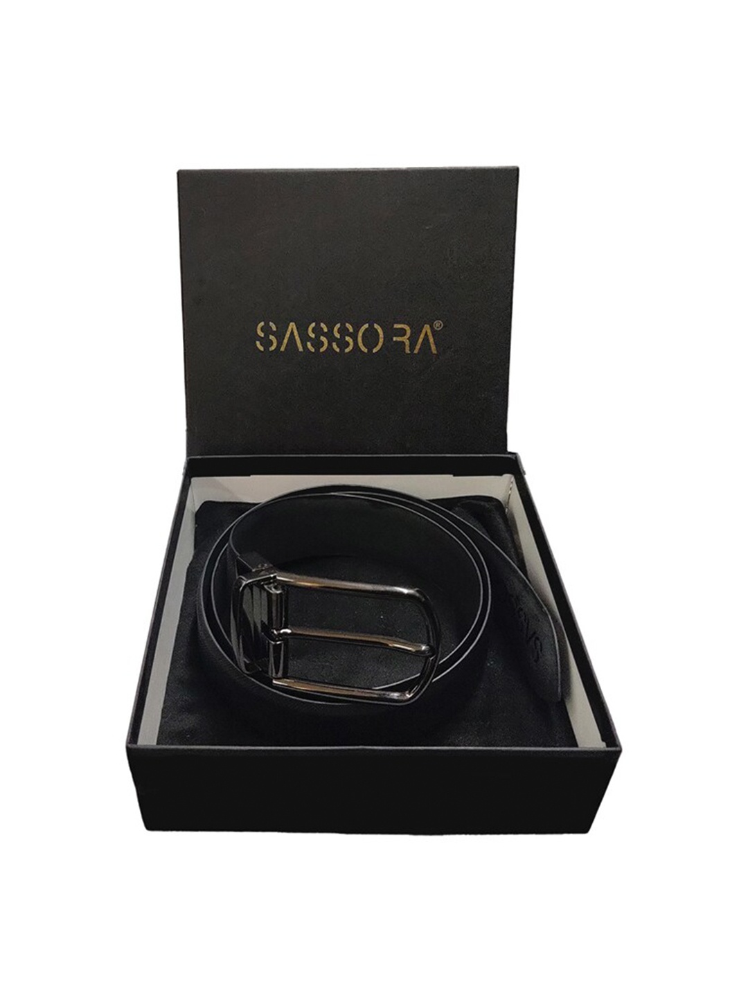 

Sassora Men Textured Leather Formal Belt, Black