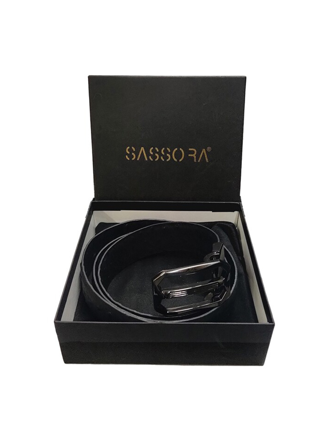 

Sassora Men Textured Leather Formal Belt, Black