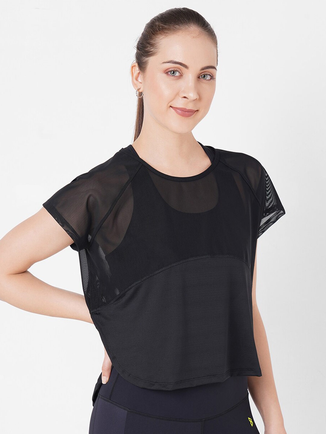 

BODD ACTIVE Semi Sheer Mesh Top, Black
