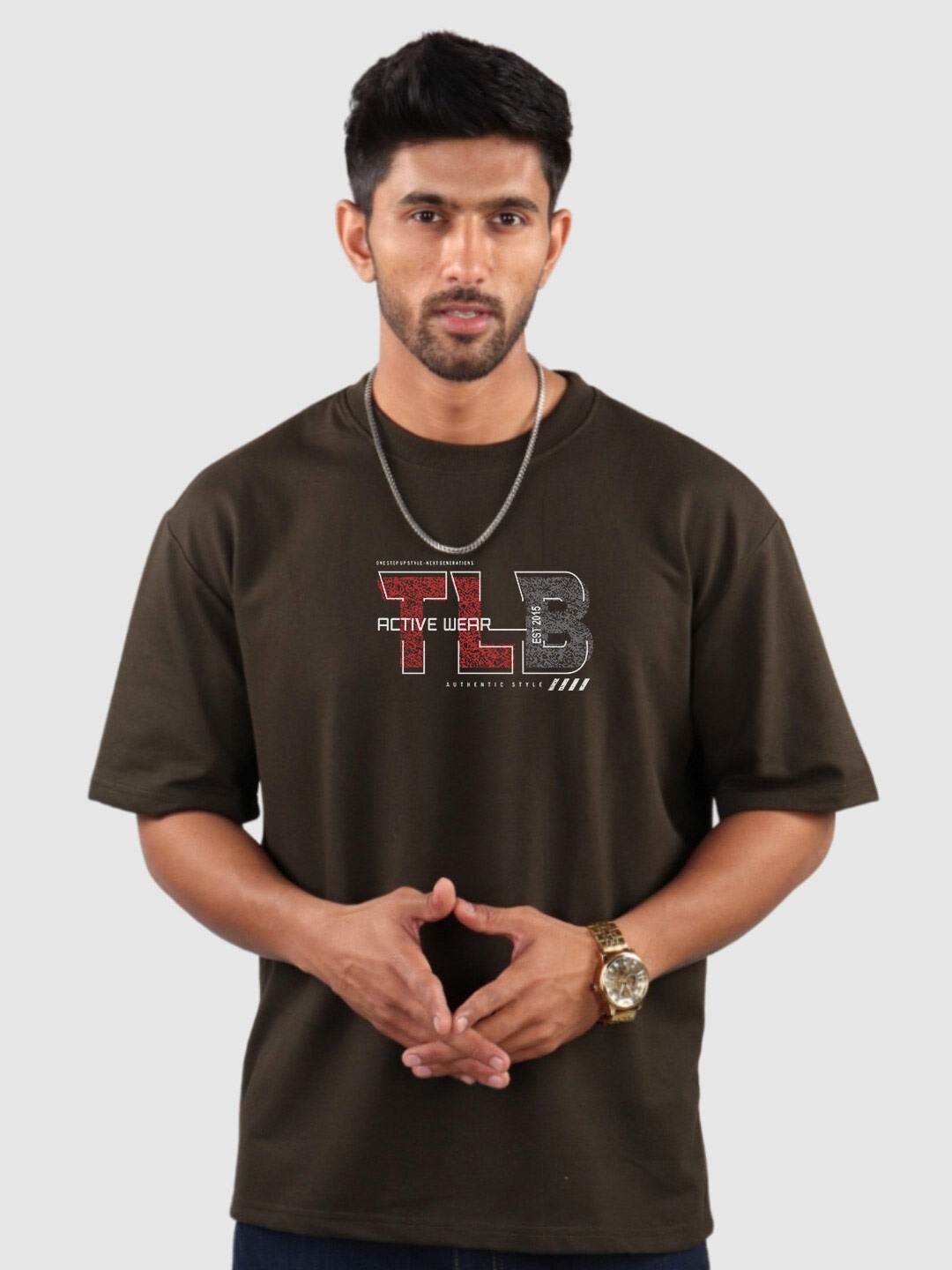 

The Label Bar Men Typography Printed Cotton T-shirt, Olive