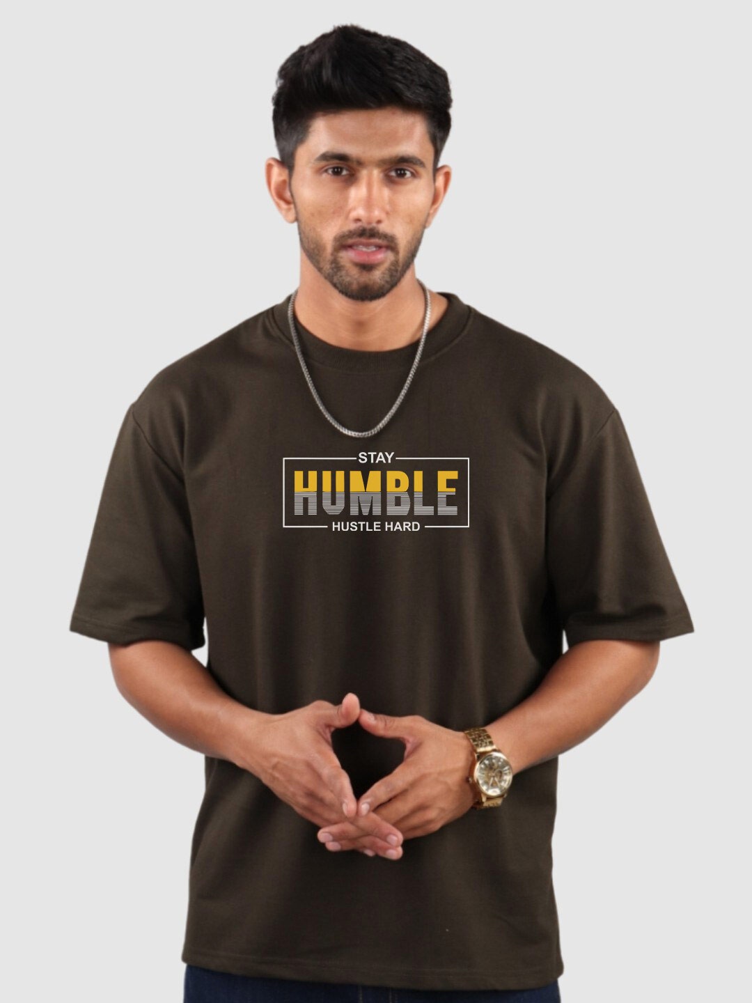 

The Label Bar Men Printed Round Neck T-shirt, Olive