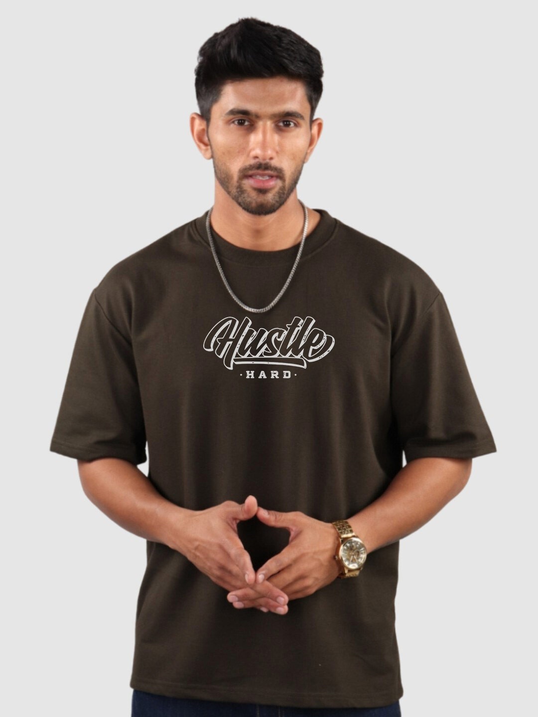 

The Label Bar Men Printed Round Neck T-shirt, Olive