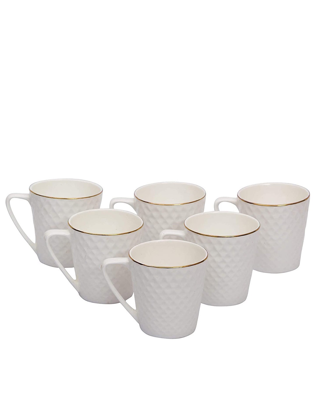 

SkyKey White Set of 6 Solid Bone China Glossy Cups 160 ml Each