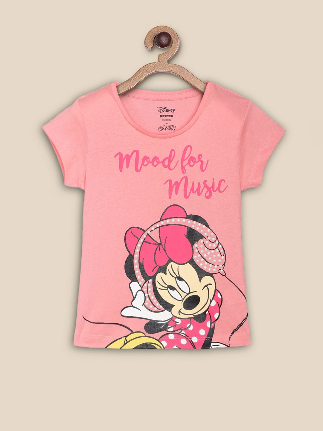 

Kids Ville Girls Mickey & Friends Printed Cotton T-Shirts, Pink