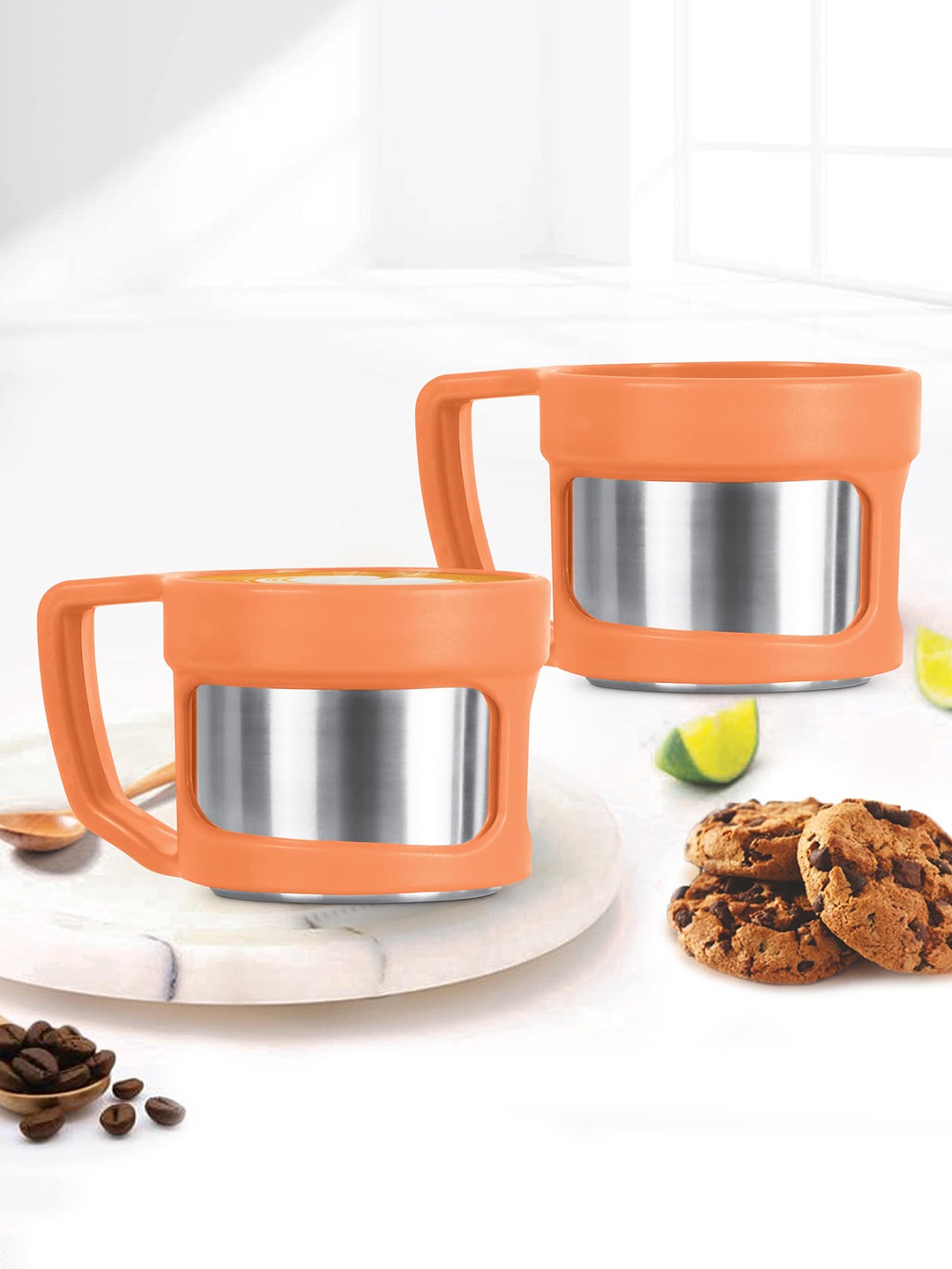 

Milton Rejoice Gift Set Orange Stainless Steel Flask 500 ml With 2 Mugs 110 ml Each
