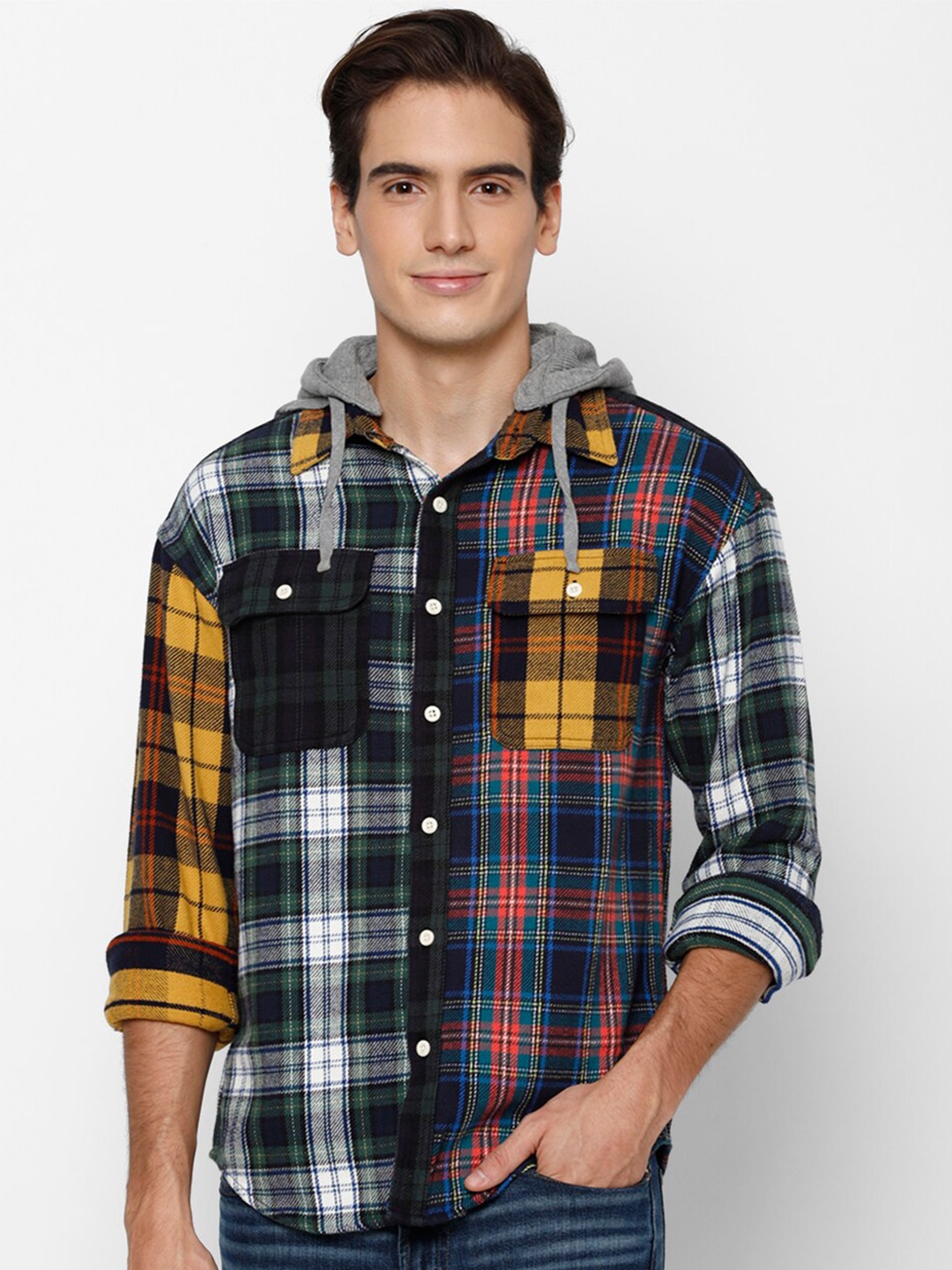 

AMERICAN EAGLE OUTFITTERS Men Tartan Checks Checked Pure Cotton Casual Shirt, Multi