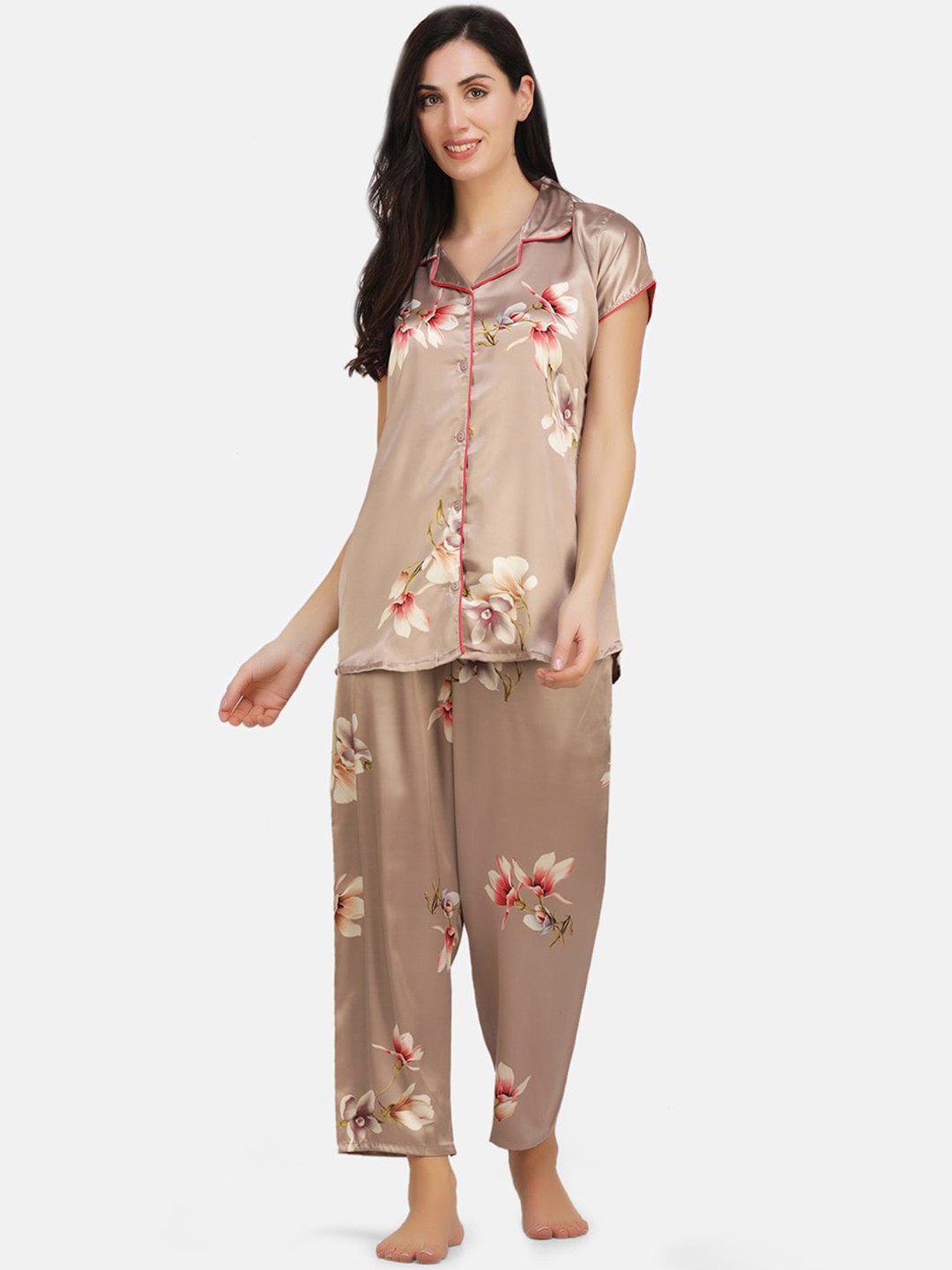 

KOI SLEEPWEAR Women Printed Night suit, Rose gold