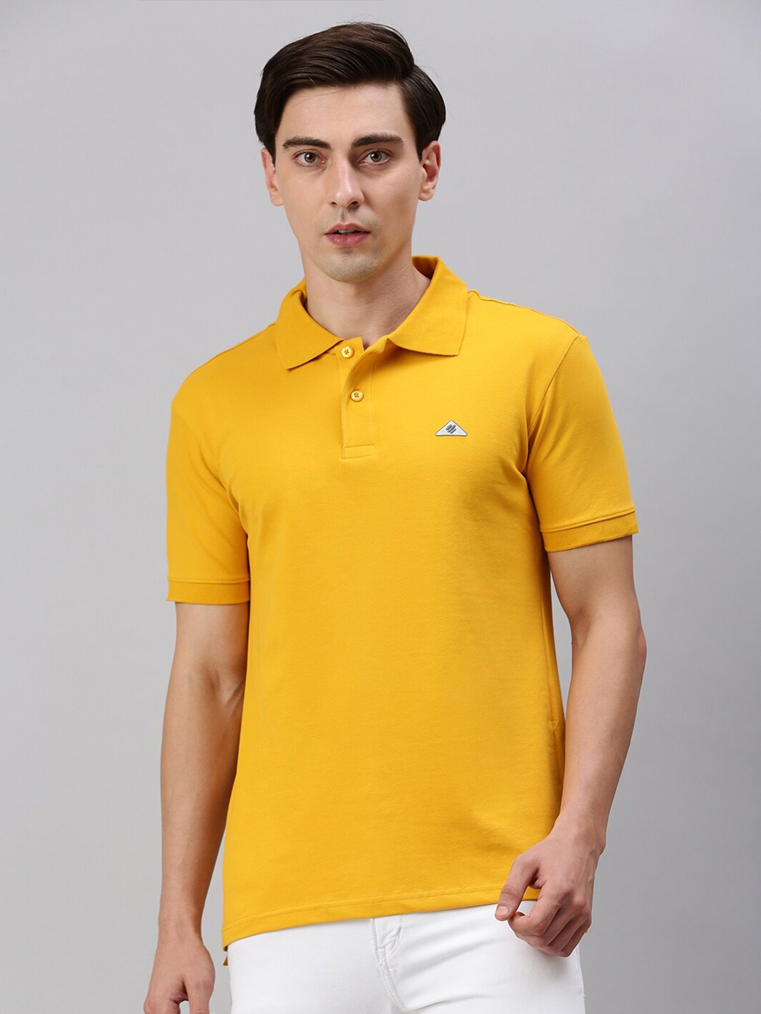 

ONN Men Cotton Polo Collar T-shirt, Mustard