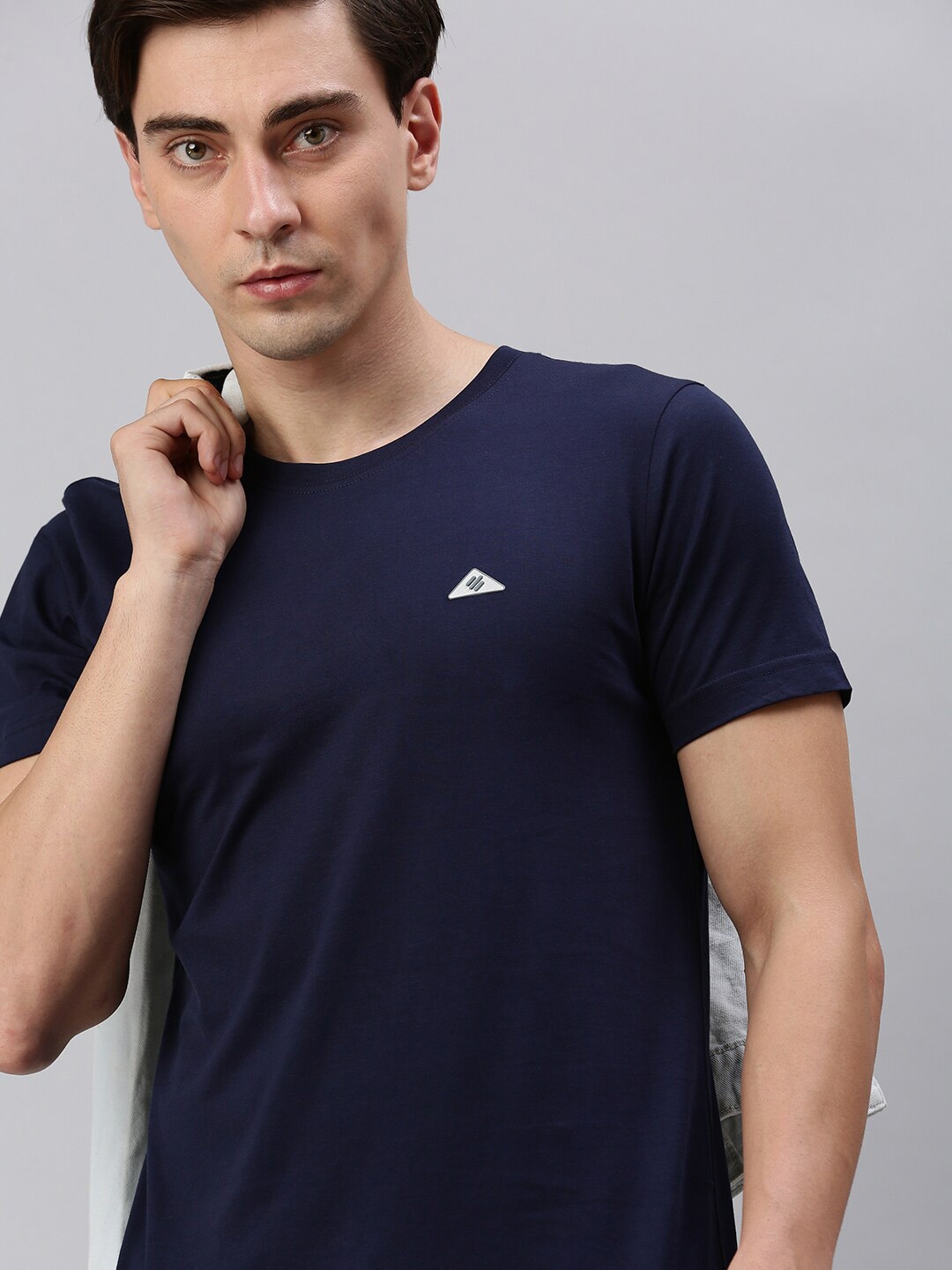 

ONN Men Round Neck Cotton T-shirt, Navy blue