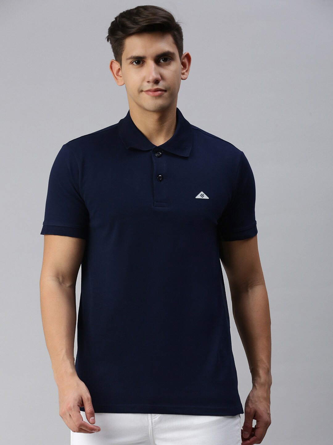 

ONN Men Polo Collar Cotton T-shirt, Navy blue