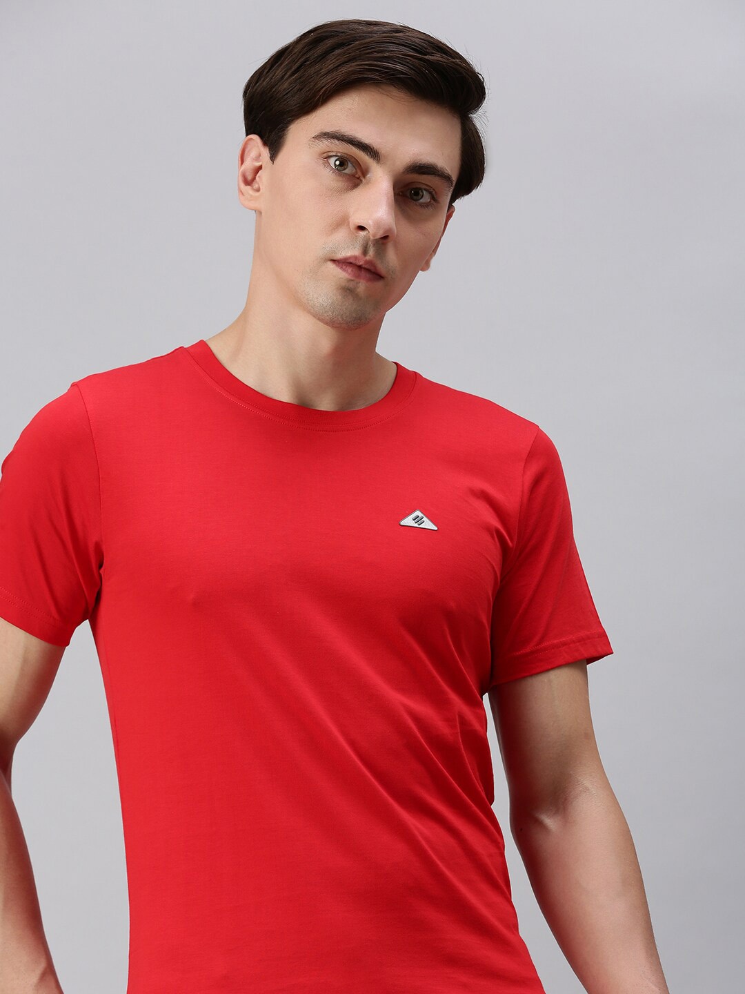 

ONN Men Solid Pure Cotton T-shirt, Red