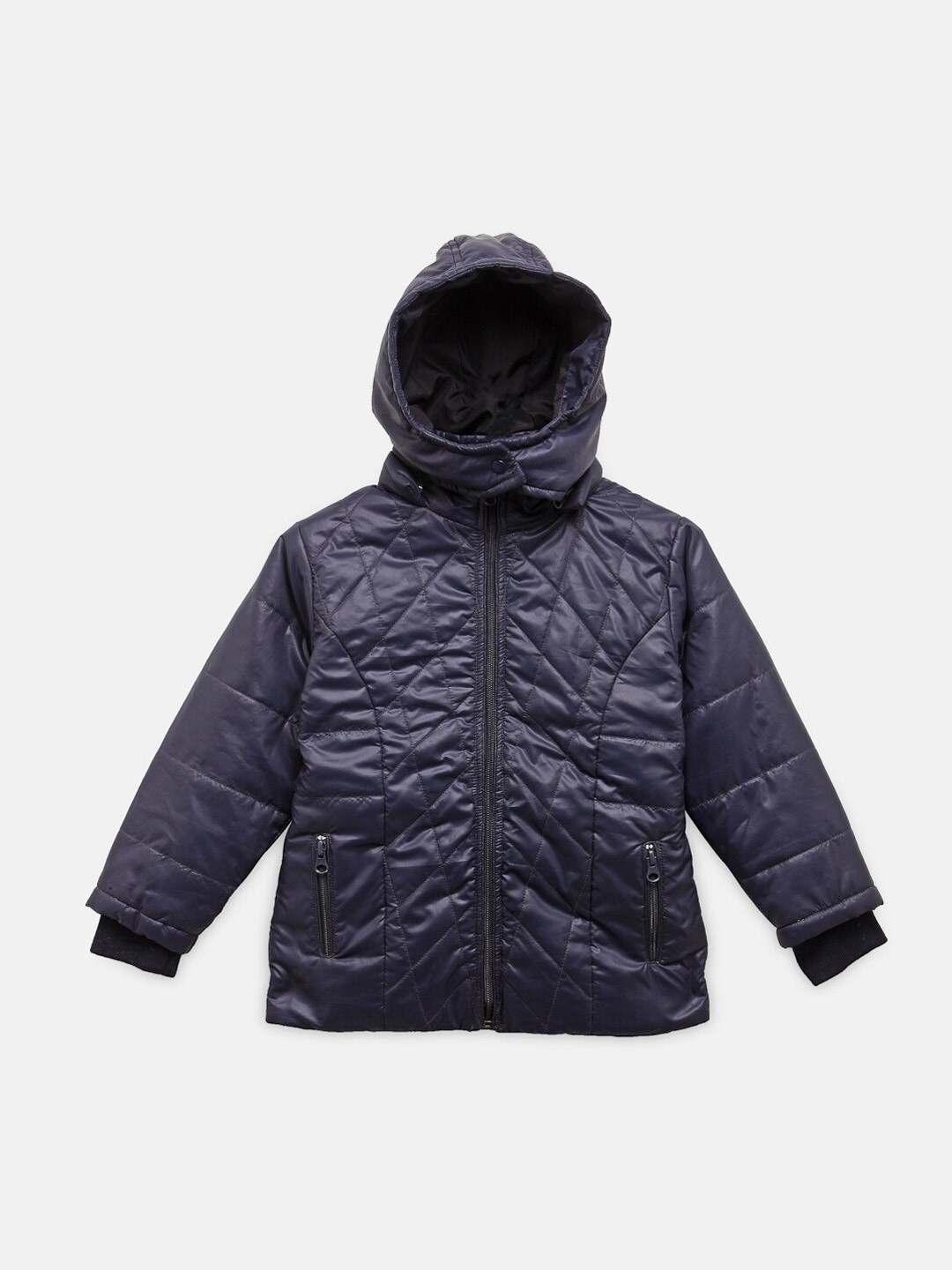 

NYNSH Girls Hooded Quilted Jacket, Navy blue