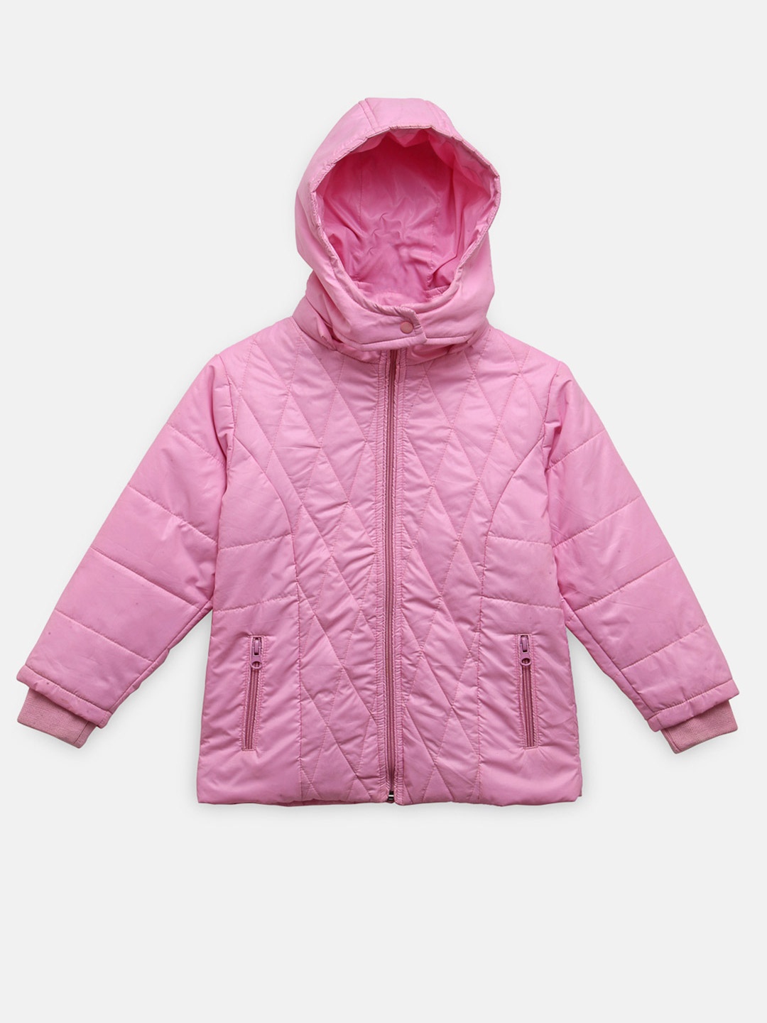 

NYNSH Girls Pink Hooded Quilted Jacket