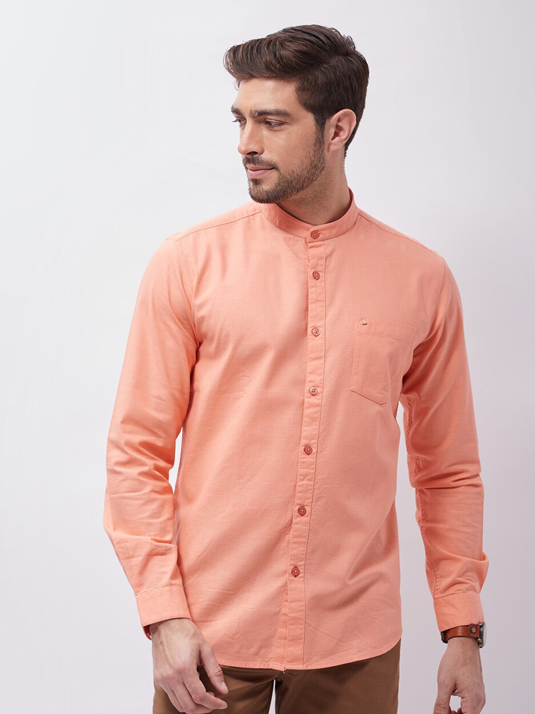 

Oxemberg Men Classic Slim Fit Casual Shirt, Peach