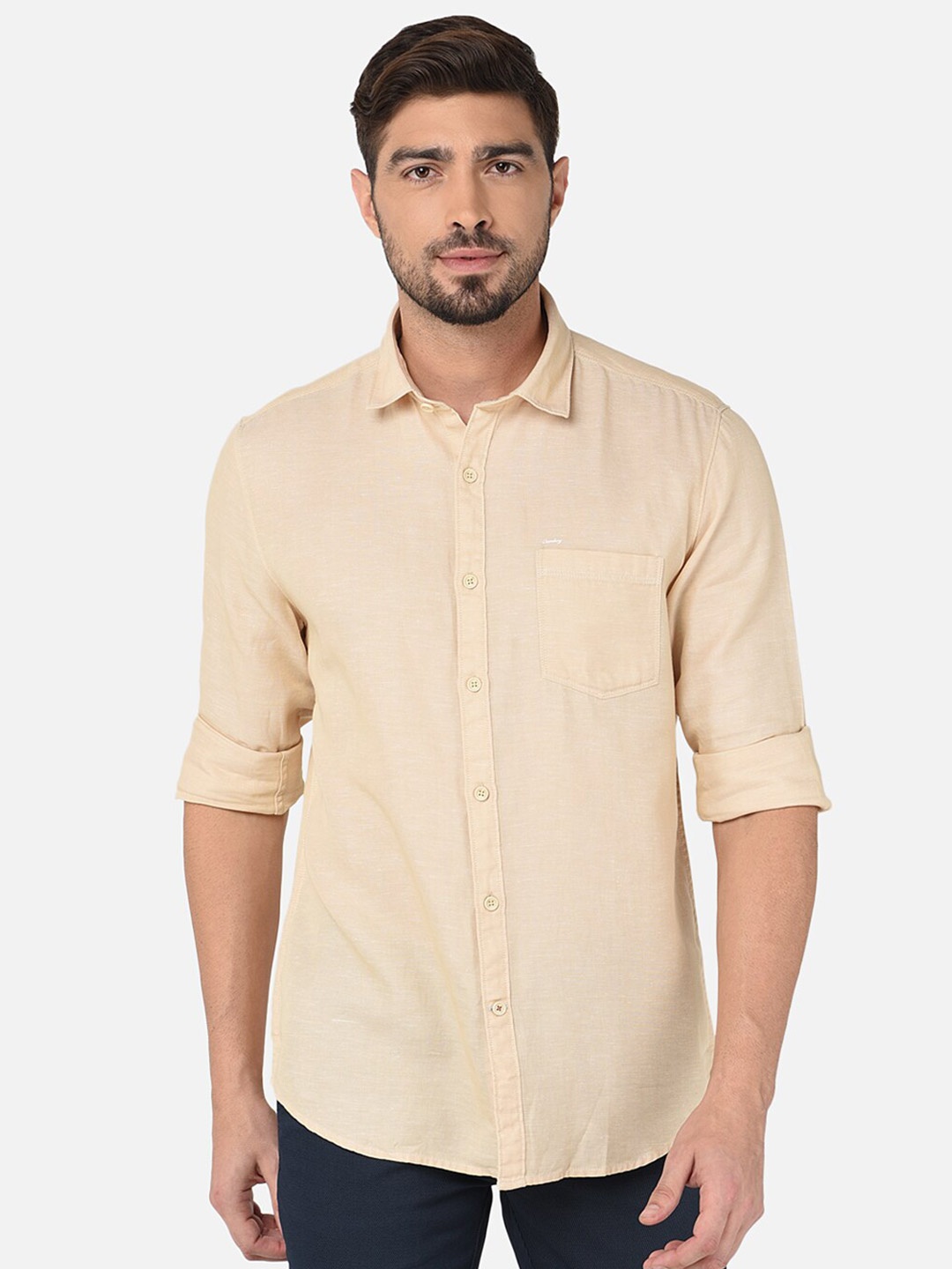 

Oxemberg Men Classic Slim Fit Cotton Casual Shirt, Beige