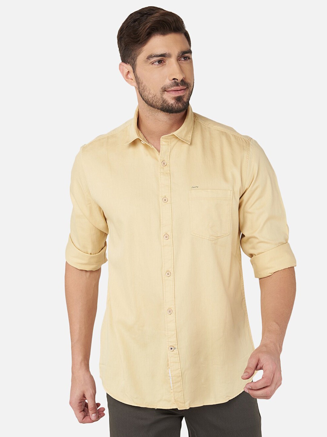 

Oxemberg Men Beige Classic Slim Fit Casual Shirt