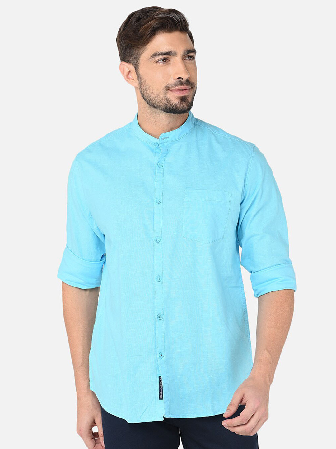 

Oxemberg Men Classic Slim Fit Cotton Casual Shirt, Blue