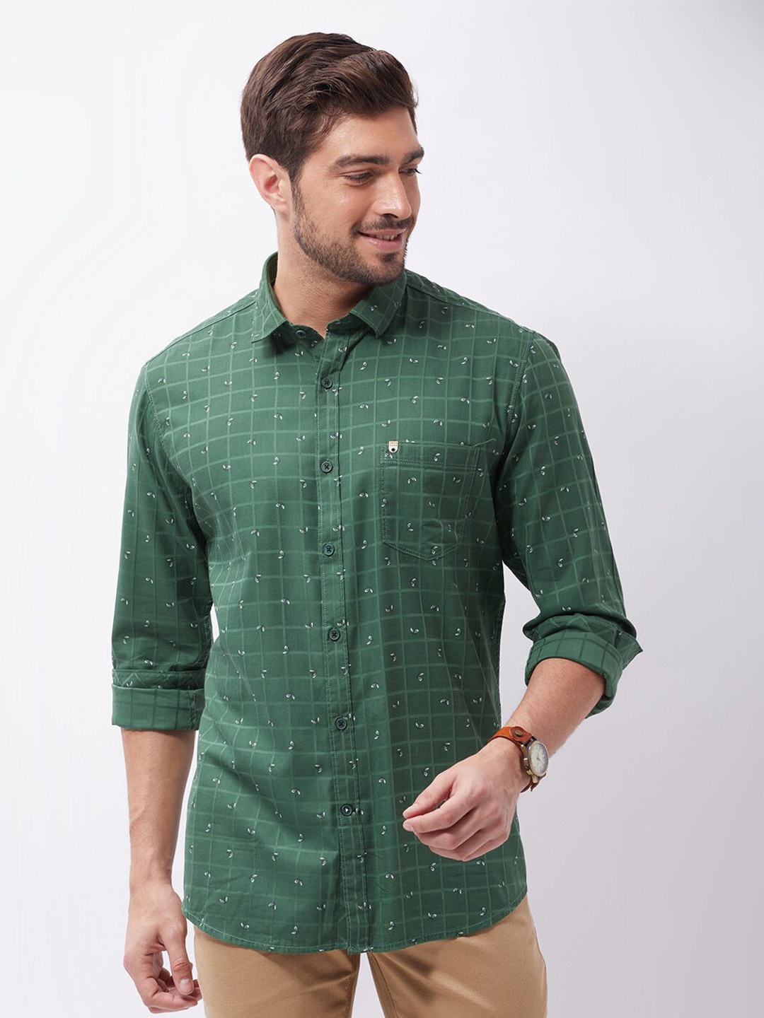 

Oxemberg Men Classic Slim Fit Cotton Casual Shirt, Green