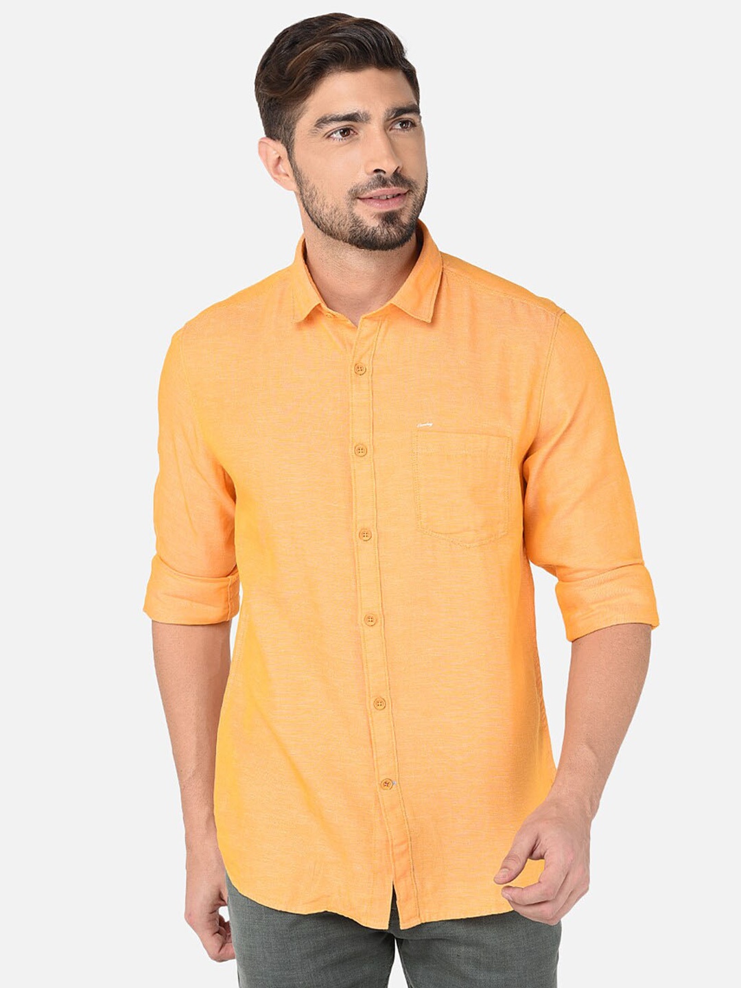 

Oxemberg Men Classic Slim Fit Cotton Casual Shirt, Mustard