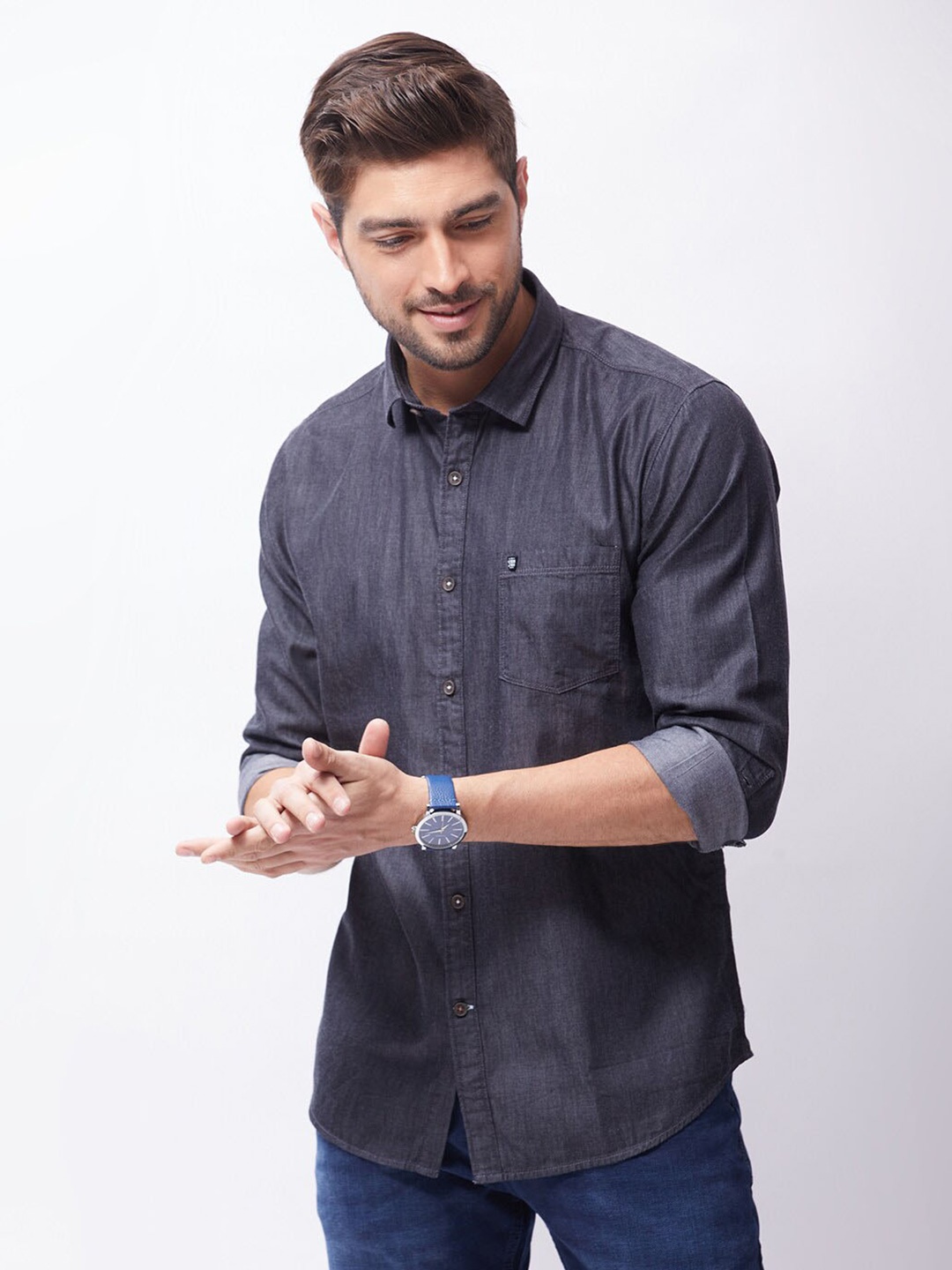 

Oxemberg Men Classic Slim Fit Cotton Casual Shirt, Black