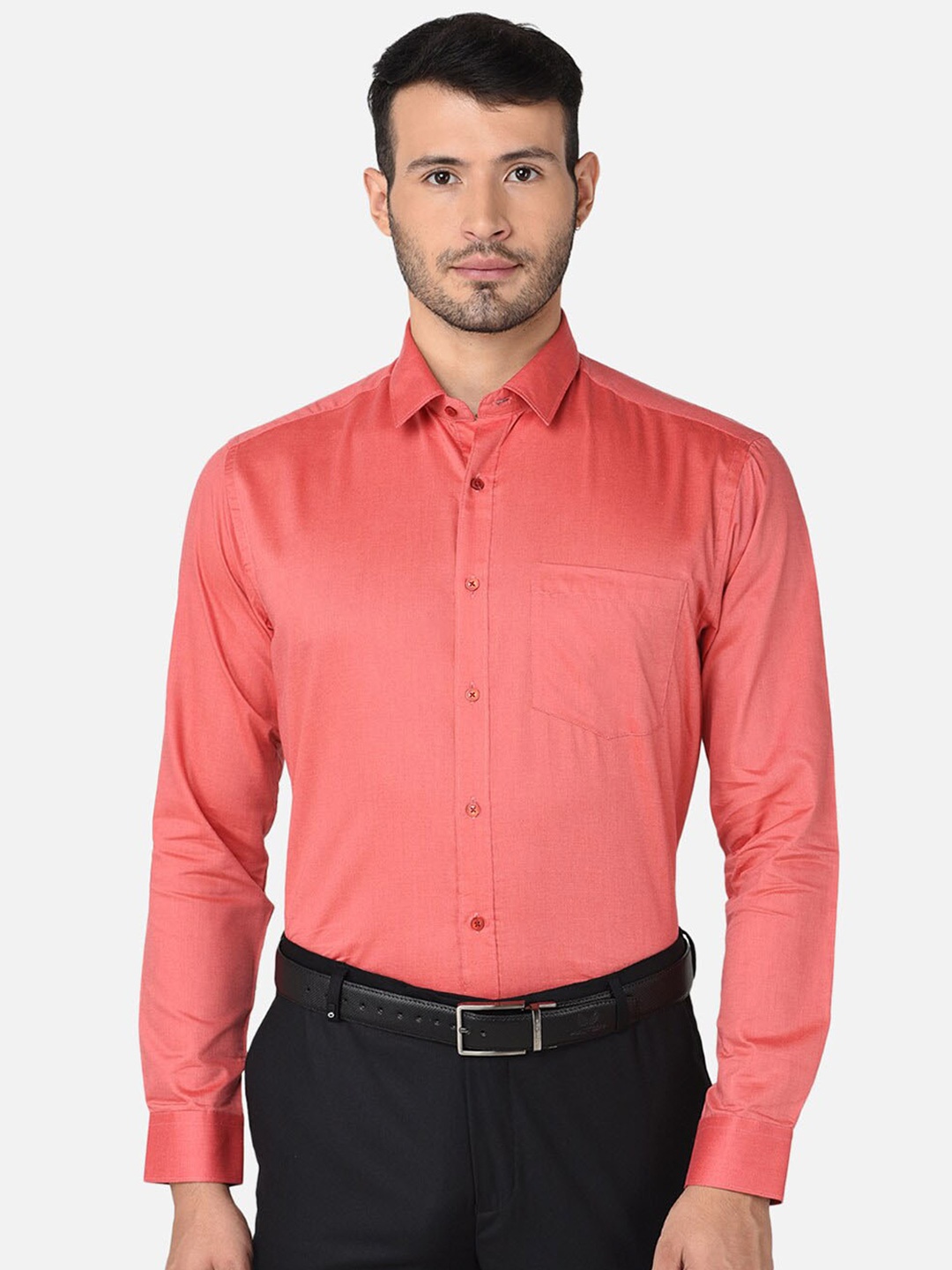 

Oxemberg Men Classic Slim Fit Formal Shirt, Red