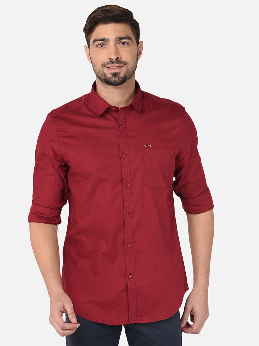 

Oxemberg Men Classic Slim Fit Cotton Casual Shirt, Maroon